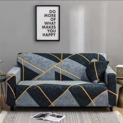 SALA FABULOSA - Funda de mueble 3-2-1 Lycra estampado con fundas de cojín LUXURY BLACK