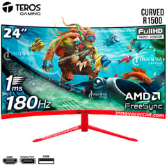 TEROS - Monitor curvo Gaming, 23.8" FHD (1920x1080), 180hz, 1ms, HDMI