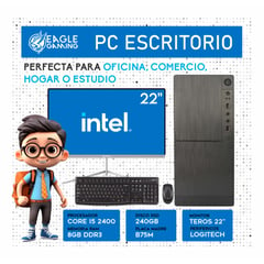 INTEL - Computadora Pc Core i5 24002DA GEN SSD 240GB RAM 8GB MONITOR DE 22