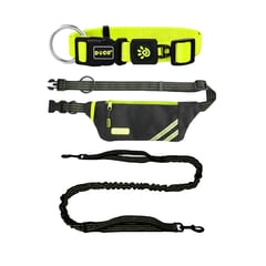 DOCO - PACK Cinturon Correa Perro Trote Reflectante + Collar O-Ring