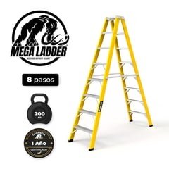 GENERICO - Escalera D/Acceso en Fibra de Vidrio 8 pasos, Carga 200Kg Mega Ladder