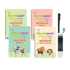 GENERICO - Pack de 4 Libros Mágicos de Trazos Montessori