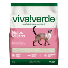 VIVA VERDE - Arena Higiénica para Gatos de Granos Mixtos 4Kg