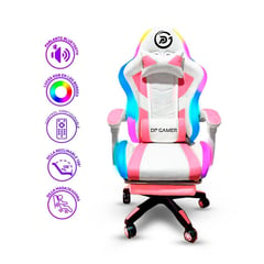 SM - Silla Gamer DP PRO-LB luz RGB Bluetooth Color RosaNegro