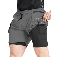 ALPHA FIT - Short deportivo Hombre con licras - Short gym - Shorts Ropa deportiva