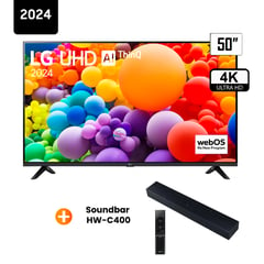 LG - Televisor 50 Pulg. LED Smart TV UHD 4K con ThinQ AI 50UT7300 +Samsung Soundbar HW-C400