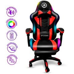 SM - Silla Gamer DP PRO-LB luz RGB Bluetooth Masajeador Color Rojo-Negro