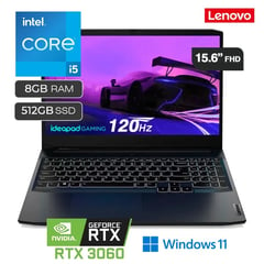 LENOVO - IDEAPAD GAMING 3 15IAH7 INTEL CORE I5 12450H 2.0G-512GB SSD-RAM 8GB-RTX 3060 6GB-15.6 FHD