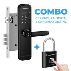 STRONGHOLD - COMBO Cerradura digital MASTER IP55 Negro + Candado con Huella Digital