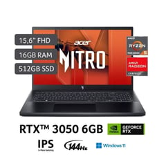 ACER - Laptop Nitro ANV15-41-R3RH R5 7535HS 16gb 512gb 6G Video RTX 3050 Window 11