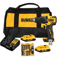 DEWALT - Taladro Percutor 1/2" 20V XR 2 Bat + Set de Puntas 53 Pzs DCD709D2-K3