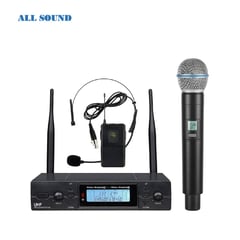 ALL SOUND - MICROFONO PROFESIONAL UHF DUAL CON MALETIN DE ALUMINIO