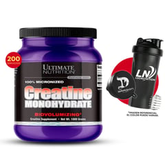 ULTIMATE NUTRITION - CREATINA MONOHIDRATADA 1KG + SHAKER + PORTAPROTEINA