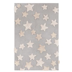 NATHAN - Alfombra Infantil de Algodón Estrellas - Gris 150x100