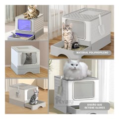 RYBIU IMPORT - Sanitario para Gatos Funcional en Plomo Y+Gift MiniAgenda