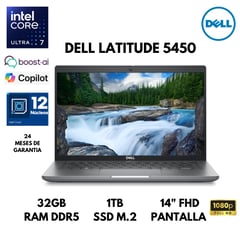 DELL - LAPTOP LATITUDE 5450 ULTRA 7 165U VPRO 32GB RAM DDR5 1TB SSD 14" FHD WINDOWS 11 PRO