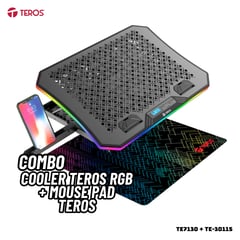 TEROS - COOLER PARA LAPTOP CON 3 VENTILADORES RGB - TE7130 + MOUSE PAD