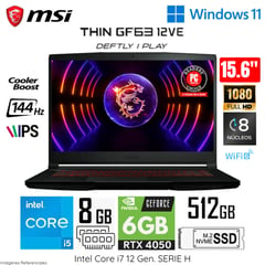 Laptop THIN GF63 12VE-437US Intel Core i5 12450H 8GB RAM 512GB SSD 15.6” FHD 144HZ IPS RTX 4050