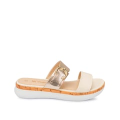 VIALE - Sandalia Strap Casual ALE-2418 Hueso-Champagne Cuero