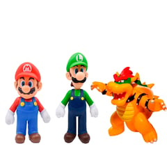 FULL FIGURE - Pack 3 Figuras Mario Rojo + Luigi Verde + Bowser 10-12-9cm