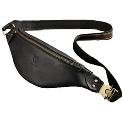 BULLCAPTAIN - - Riñonera de Cuero YB-025-BK Negro