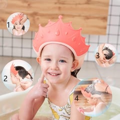 GENERICO - Gorro protector de baño para ducha bebé niños ROSADO