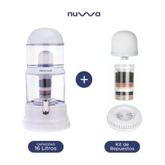 NUWA - Filtro Purificador de Agua 16L + Kit de Repuestos 2do Año