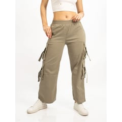 TENKI - Pantalón Multicargo para Mujer Stretch Spandex de pierna ancha