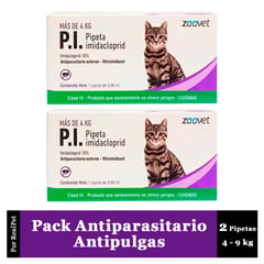 GENERICO - Pack x2 Pipeta Antiparasitario Antipulgas P.I. Gato 4 - 9 kg