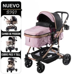 EBABY - Coche Cuna Moisés de Lujo BIGI Rosado