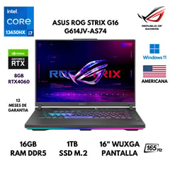 ASUS - LAPTOP ROG STRIX G16 G614JV-AS74 CORE I7 13650HX 16GB 1TB SSD 8GB RTX4060 16" WIN 11 AMERICANA