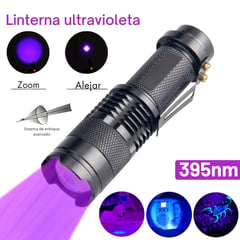 INTEC - Linterna Detector billetes Uv 395nm Luz ultravioleta Recargable