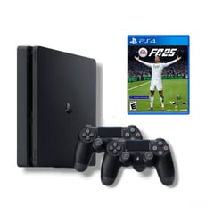 SONY - Consola PS4 Slim 1TB Negro + FC25 + 02 Mandos Reacondicionada