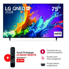 LG - Televisor Qned 4K 75 Smart TV con thinq AI 75QNED80TSA