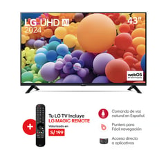 LG - Televisor 43 Pulg. LED Smart TV UHD 4K con Thinq AI 43UT7300 l Control Magic