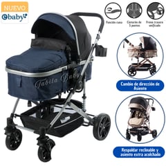 EBABY - Coche de Lujo Moises Bigi Azul con Tull