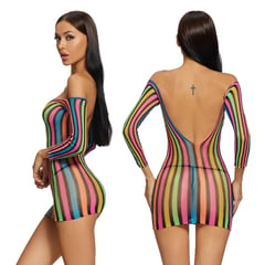 GENERICO - Sexy vestido lencería multicolor tipo malla