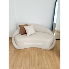 GENERICO - Sillón Curvo Divanmuebles en Tela Antifluido Color Beige