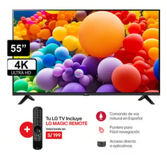 LG - Televisor 55 Pulg. LED Smart TV 4K UHD con ThinQ AI 55UT7300PSA l Control Magic