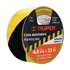 TRUPER - Cinta 2" x 33m de Señalización Delimitadora Amarilla / Negro 12597