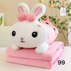 GENERICO - PELUCHE CON MANTA HAIRIFON - CONEJO KAWAI ROSA 50CM