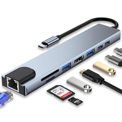 OEM - Hub USB C, adaptador USB C 8 en 1 con HDMI 4K, 100 W PD, puerto USB C