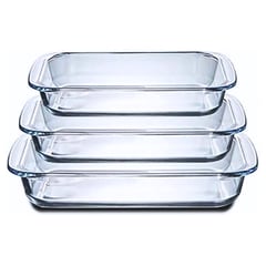 OEM - Fuente Bandeja para Horno de Vidrio Templado Pack por 3 Unidades