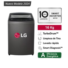 LG - Lavadora 16 Kg Turbo Drum Smart Carga Superior WT16BVTB Negra