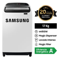 SAMSUNG - LAVADORA 17 KG CARGA SUPERIOR DIGITAL INVERTER WA17T6260BW/PE BLANCO