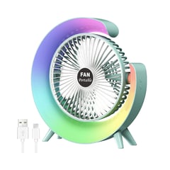 GENERICO - Ventilador De Mesa Escritorio Lámpara Portátil Luz RGB Con forma de G