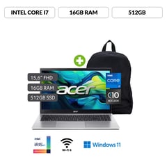 ACER - Laptop Aspire 3 A315-59-7930 Intel Core i7-1255U 16Gb Ram 512Gb SSD 15.6" Win 11 + Mochila