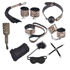 GENERICO - Kit Bondage Sumisión Sexual Seducción 10 piezas Animal Print