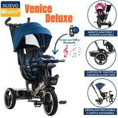 EBABY - Triciclo para niños musical Venice Azul