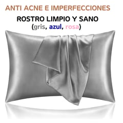 100 PERCENT - Funda Cobertor De Almohada Seda Anti Acne Granos Gris